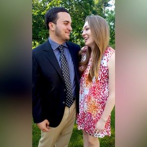 Pleated and patterned Calvin Klein dress